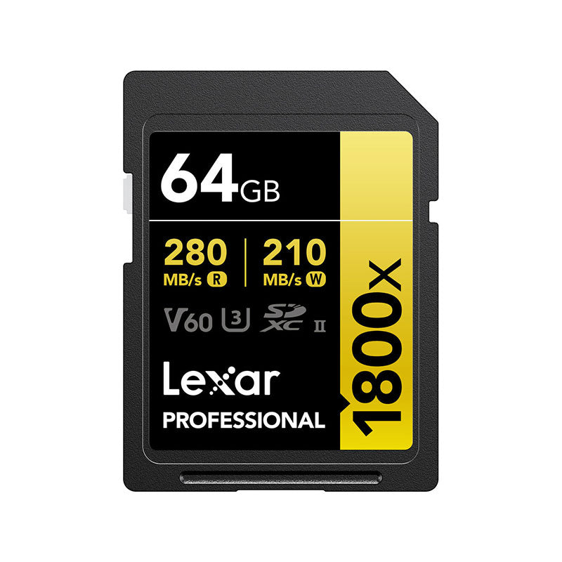Lexar Professional 1800x SDXC UHS-II de 64 GB, U3, serie Gold