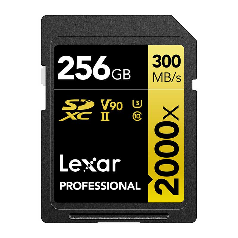 Tarjeta Lexar Professional 2000x SDXC UHS-II V90 U3 de 256 GB (R300/W260 MB/s)