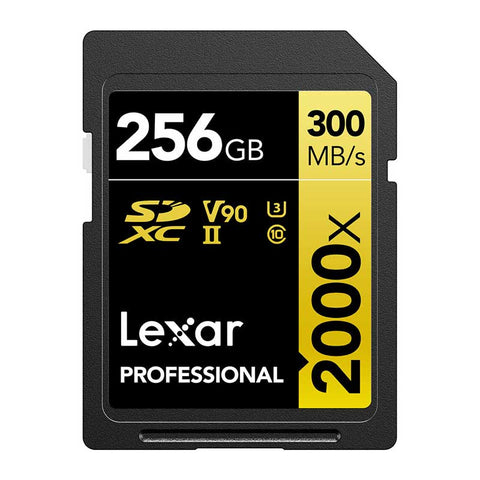 Lexar Professional 2000x 256GB SDXC UHS-II V90 U3 Card (R300/W260MBS)