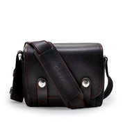 Bolso para cámara de cuero Oberwerth ‘Louis’, edición de lujo - Novonappa negro con costuras rojas