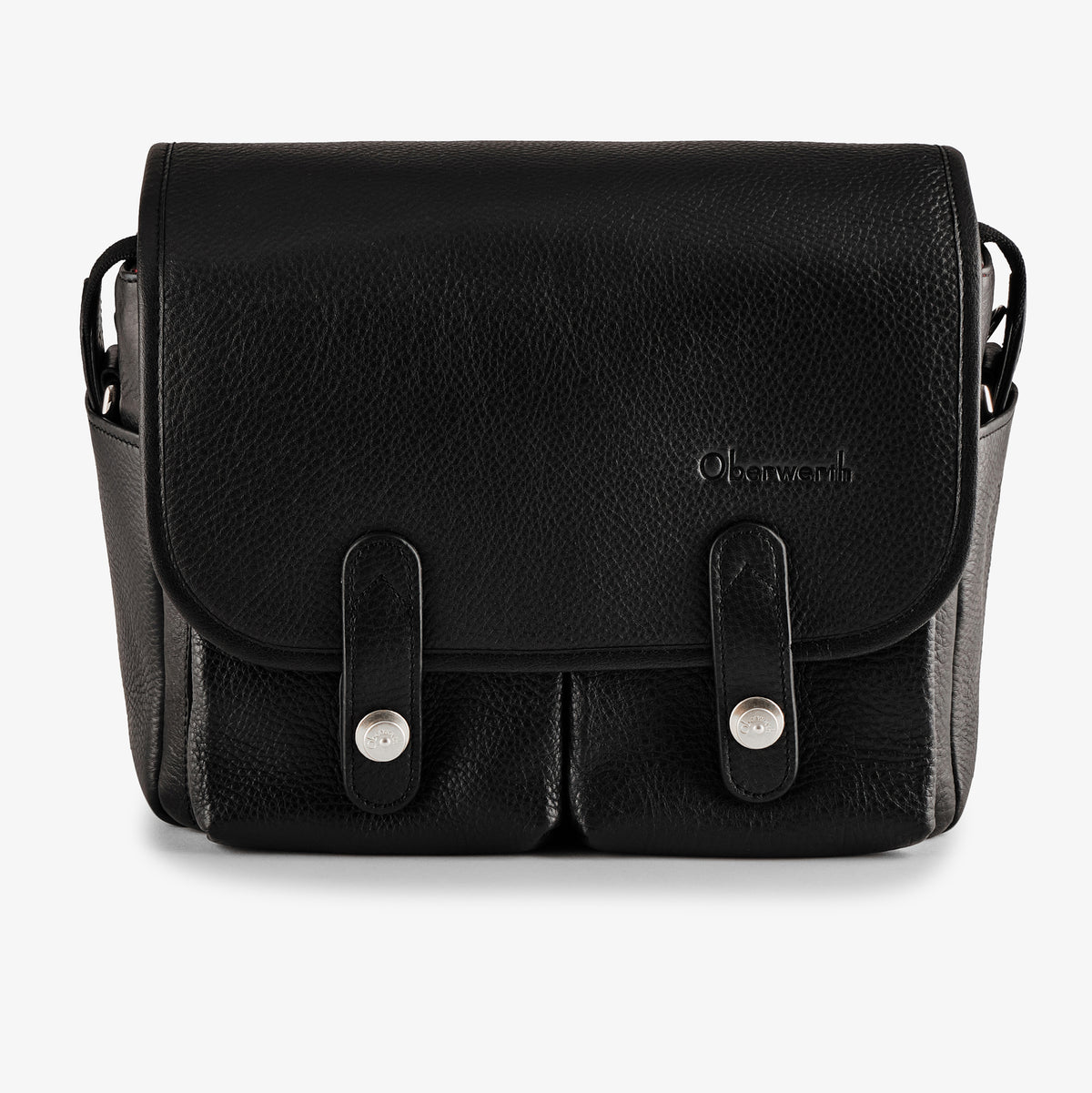Bolso de cuero Oberwerth Little William para cámara/negocios, negro con forro rojo
