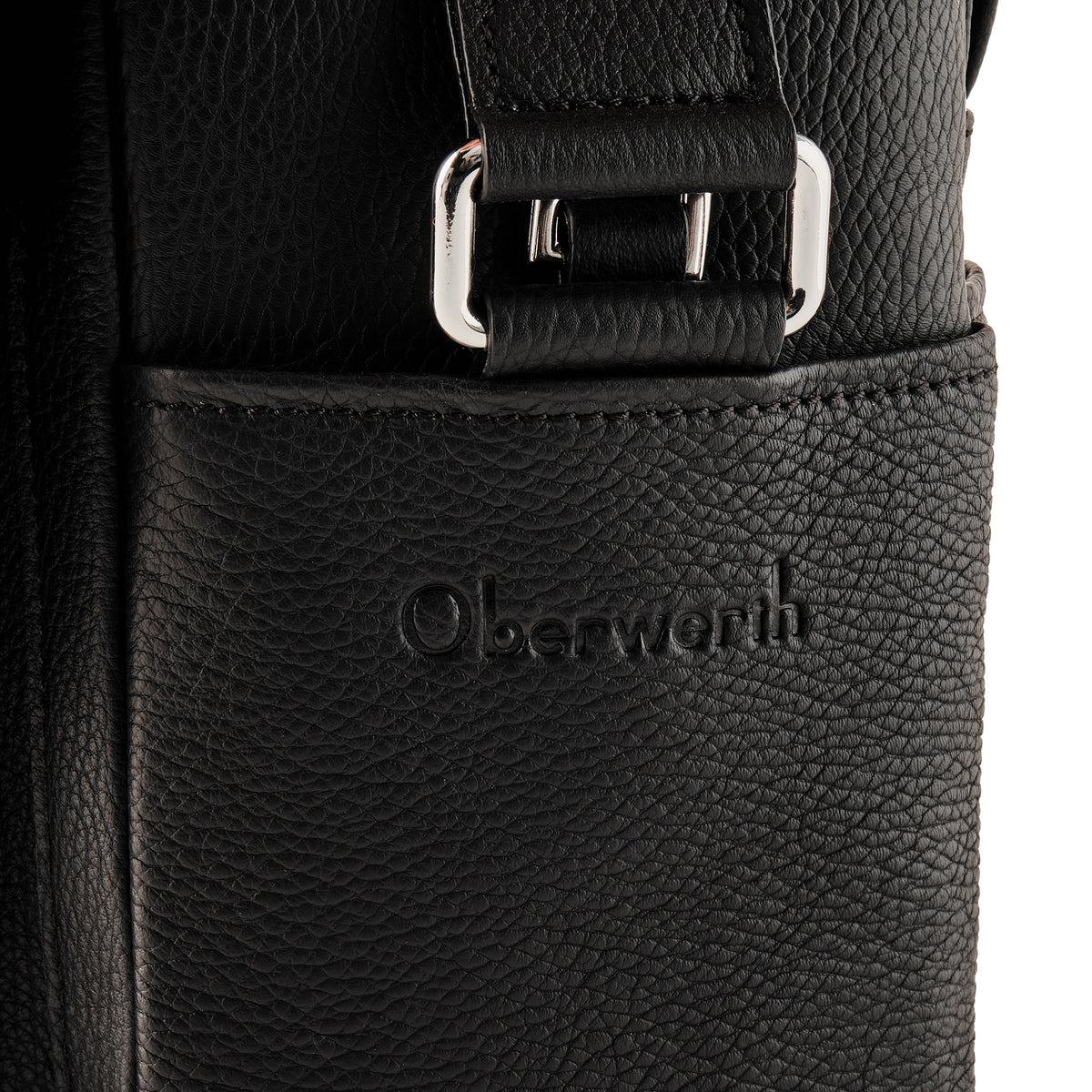 Bolso de cuero Oberwerth Little William para cámara/negocios, negro con forro rojo