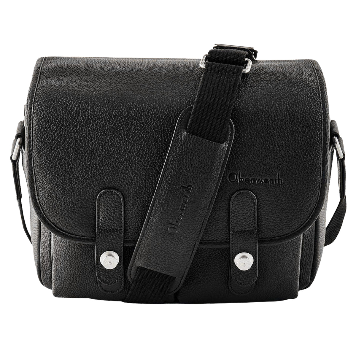 Bolso de cuero Oberwerth Little William para cámara/negocios, negro con forro rojo