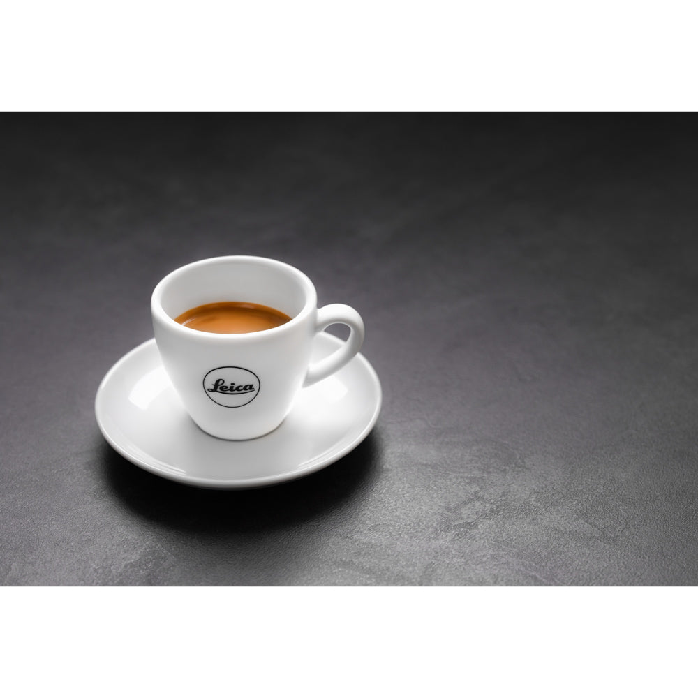 Juego de tazas de espresso Leica para 2, 4 piezas, porcelana, blanco