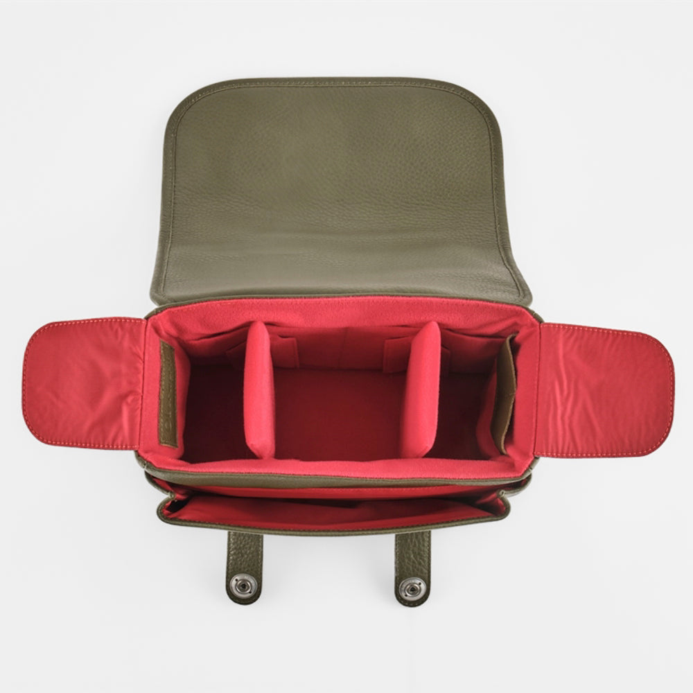 Bolso para cámara Oberwerth M, Edward, verde reportero con forro rojo