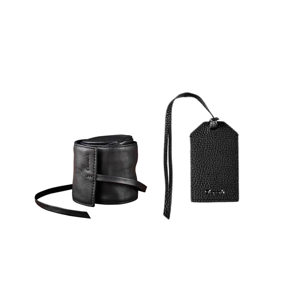 Protector de cuero gratuito para lentes Donau y etiqueta para equipaje
