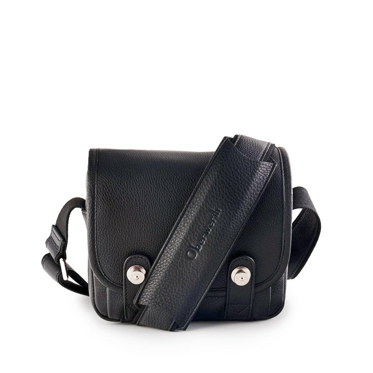 Bolso para cámara de cuero Oberwerth ‘Phil’ - Negro con costuras negras