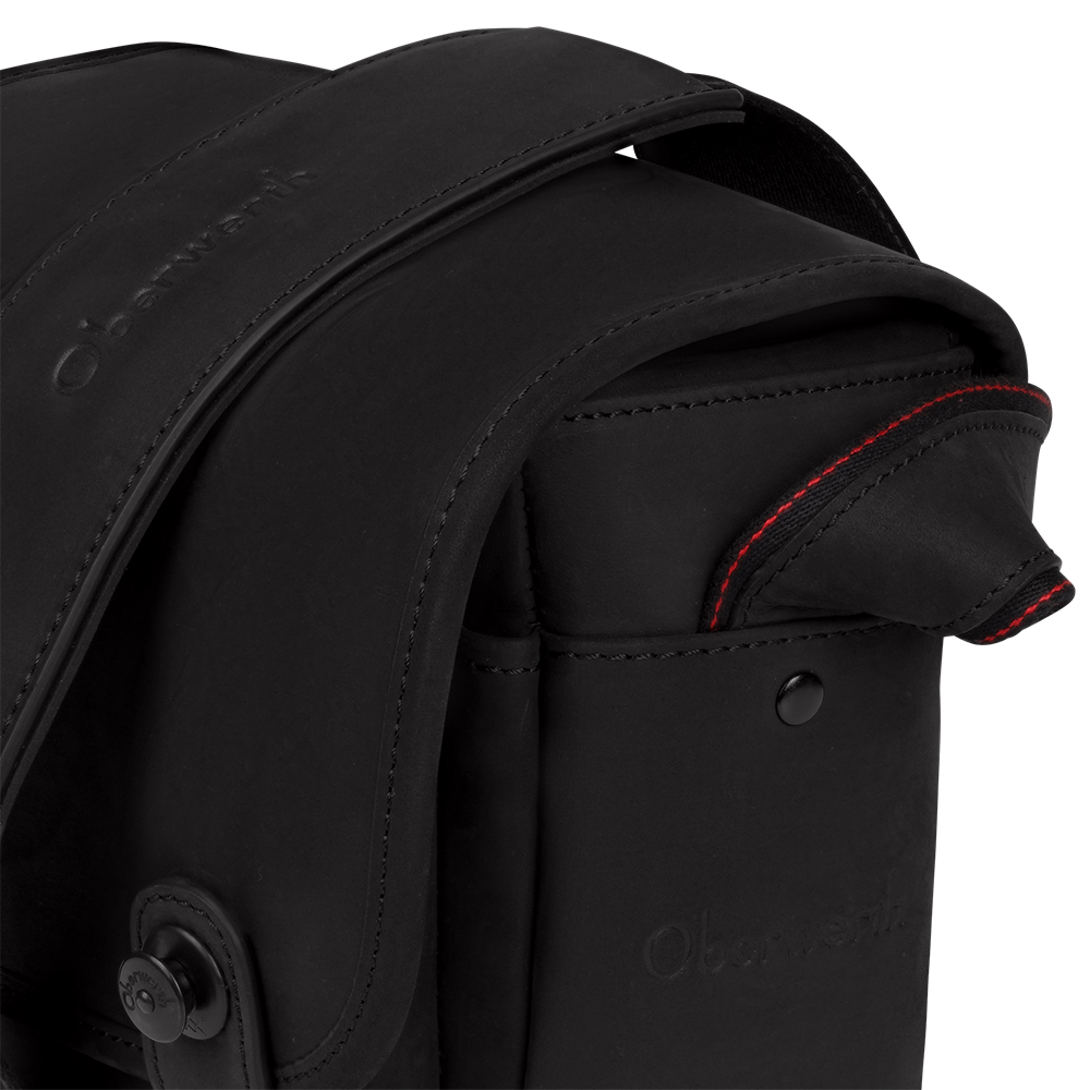 Oberwerth The Q: bolsa de cuero para cámara fotográfica, negra con forro rojo