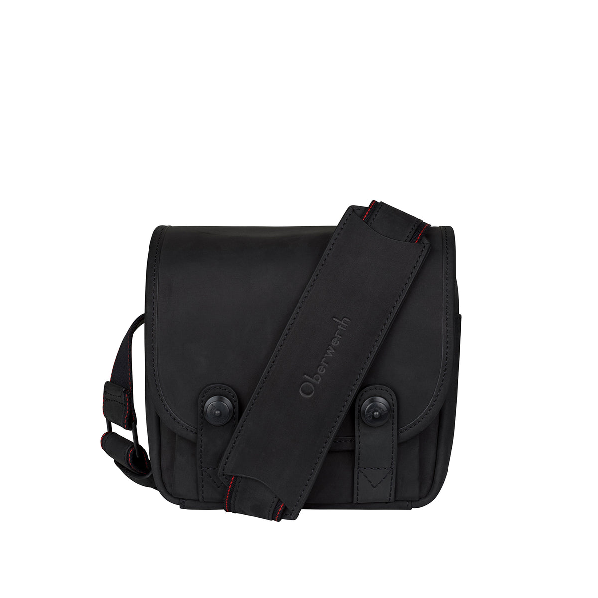 Oberwerth The Q: bolsa de cuero para cámara fotográfica, negra con forro rojo
