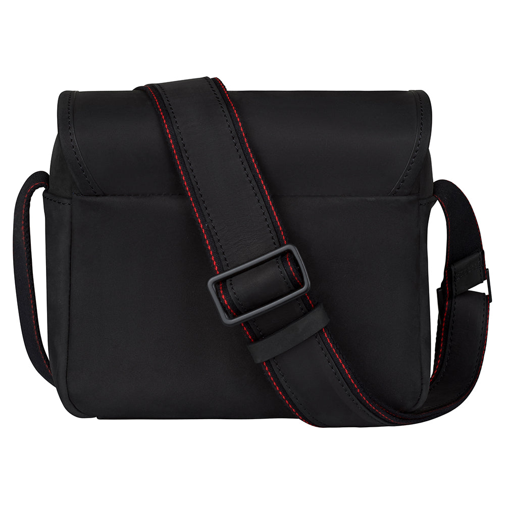Oberwerth The Q: bolsa de cuero para cámara fotográfica, negra con forro rojo