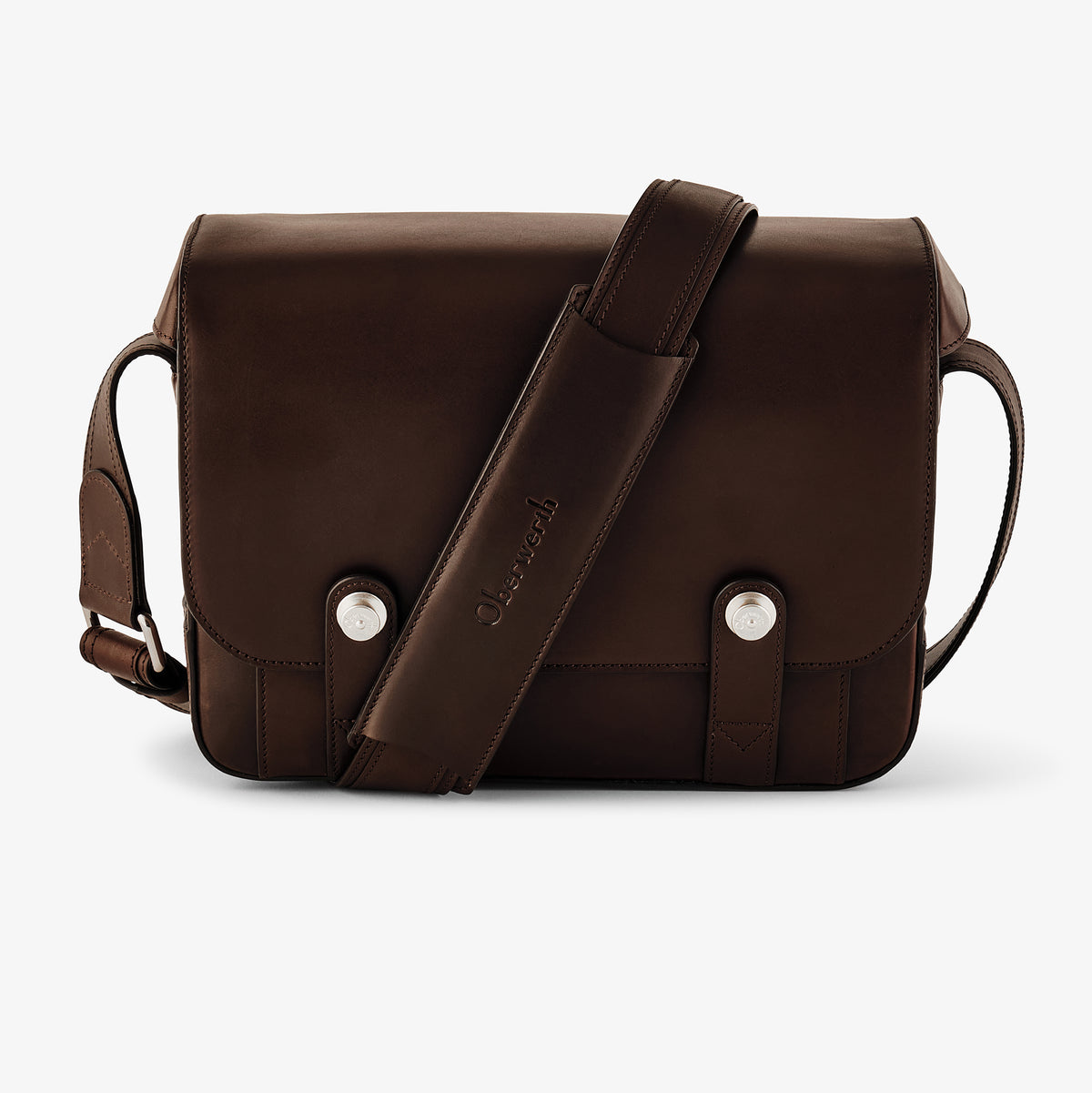 Bolso para cámara Oberwerth Signature Line (grande), marrón oscuro con forro rojo