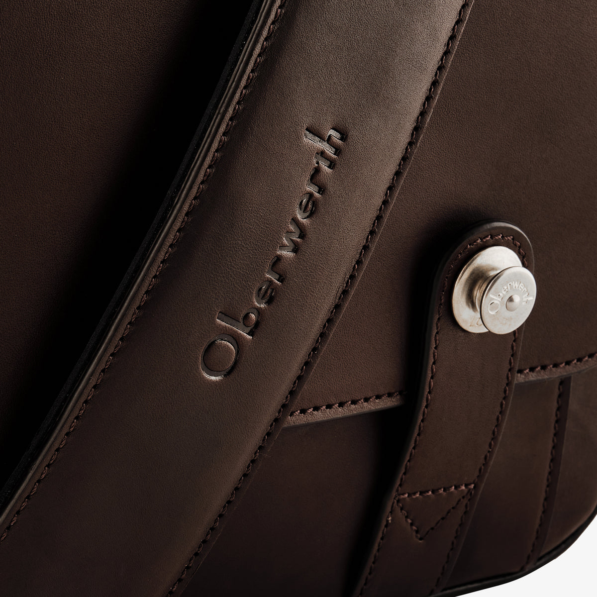 Bolso para cámara Oberwerth Signature Line (grande), marrón oscuro con forro rojo