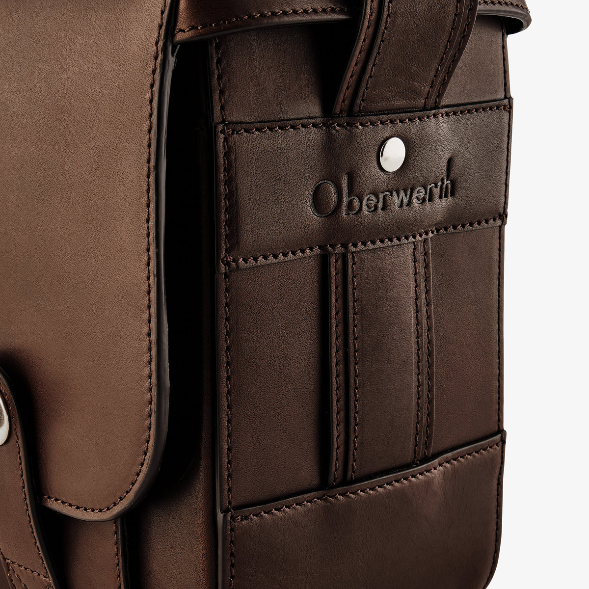 Bolso para cámara Oberwerth Signature Line (grande), marrón oscuro con forro rojo