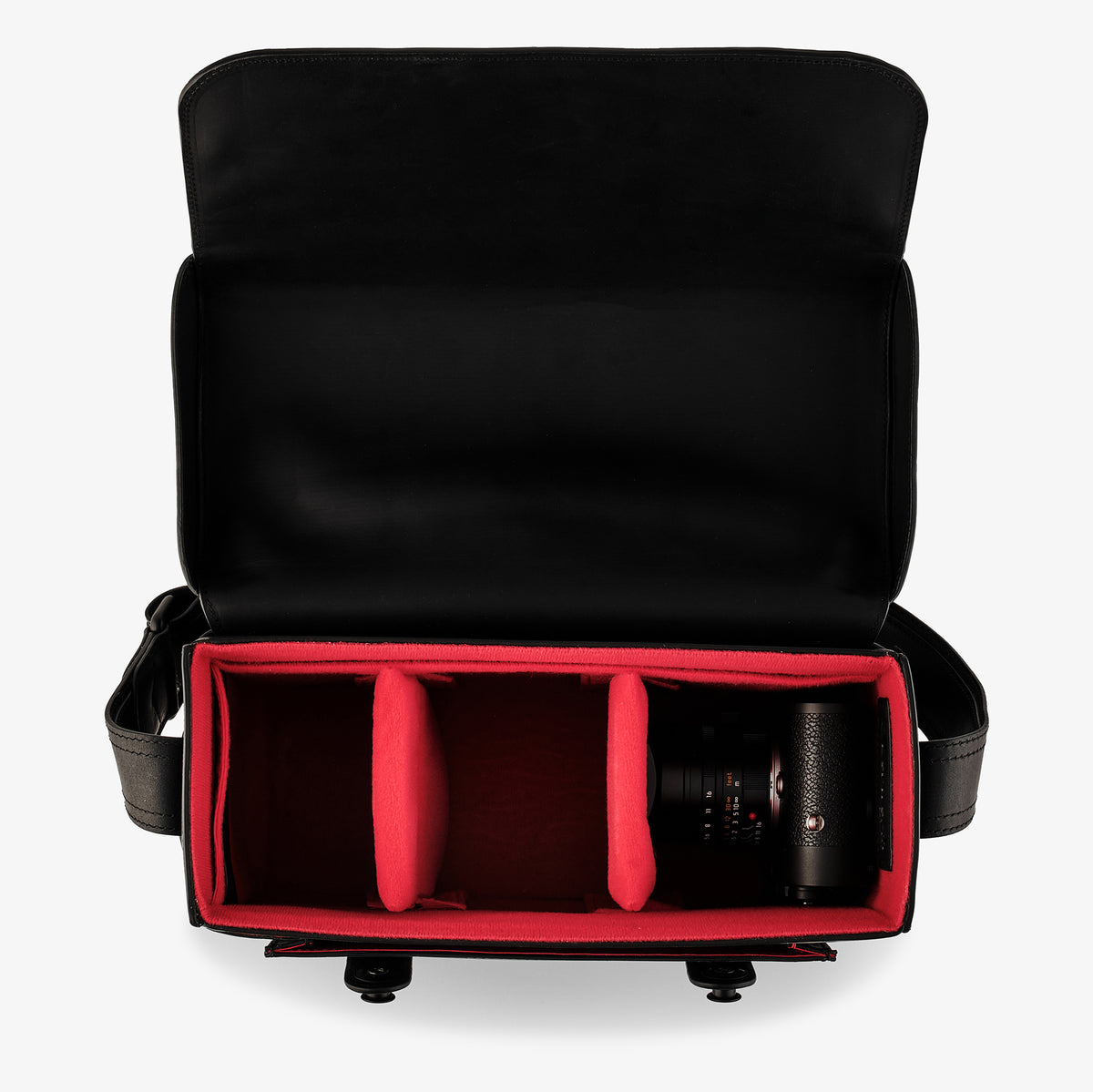 Bolso para cámara Oberwerth Signature Line (grande), negro con forro rojo