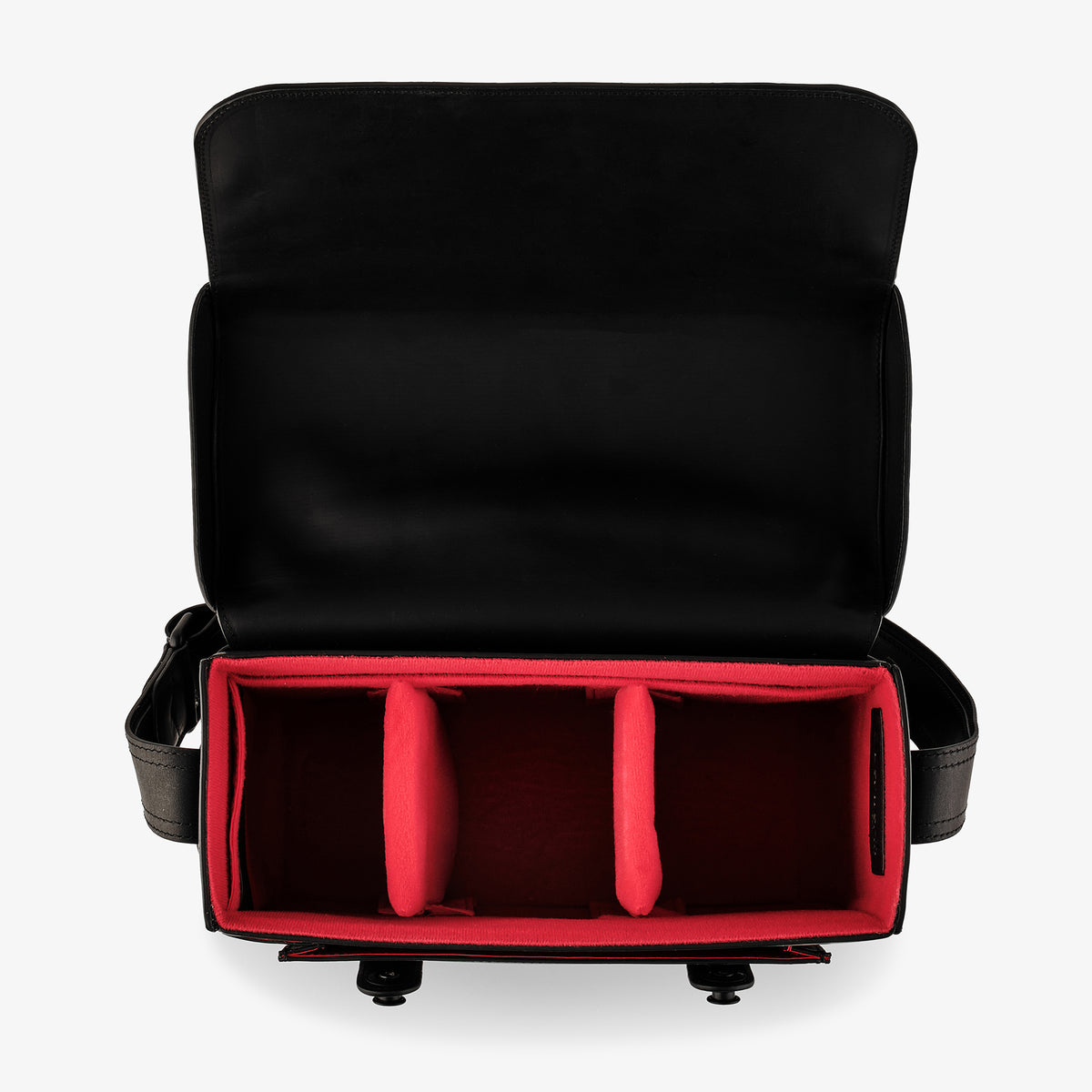 Bolso para cámara Oberwerth Signature Line (grande), negro con forro rojo