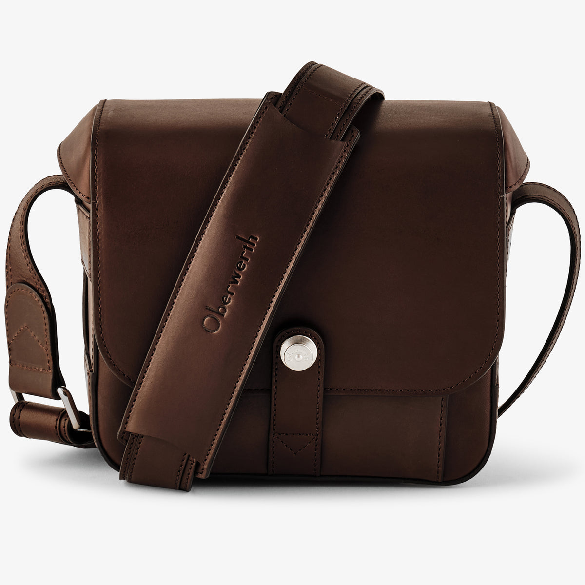Bolsa para cámara Oberwerth Signature Line (mediana), marrón oscuro con forro rojo