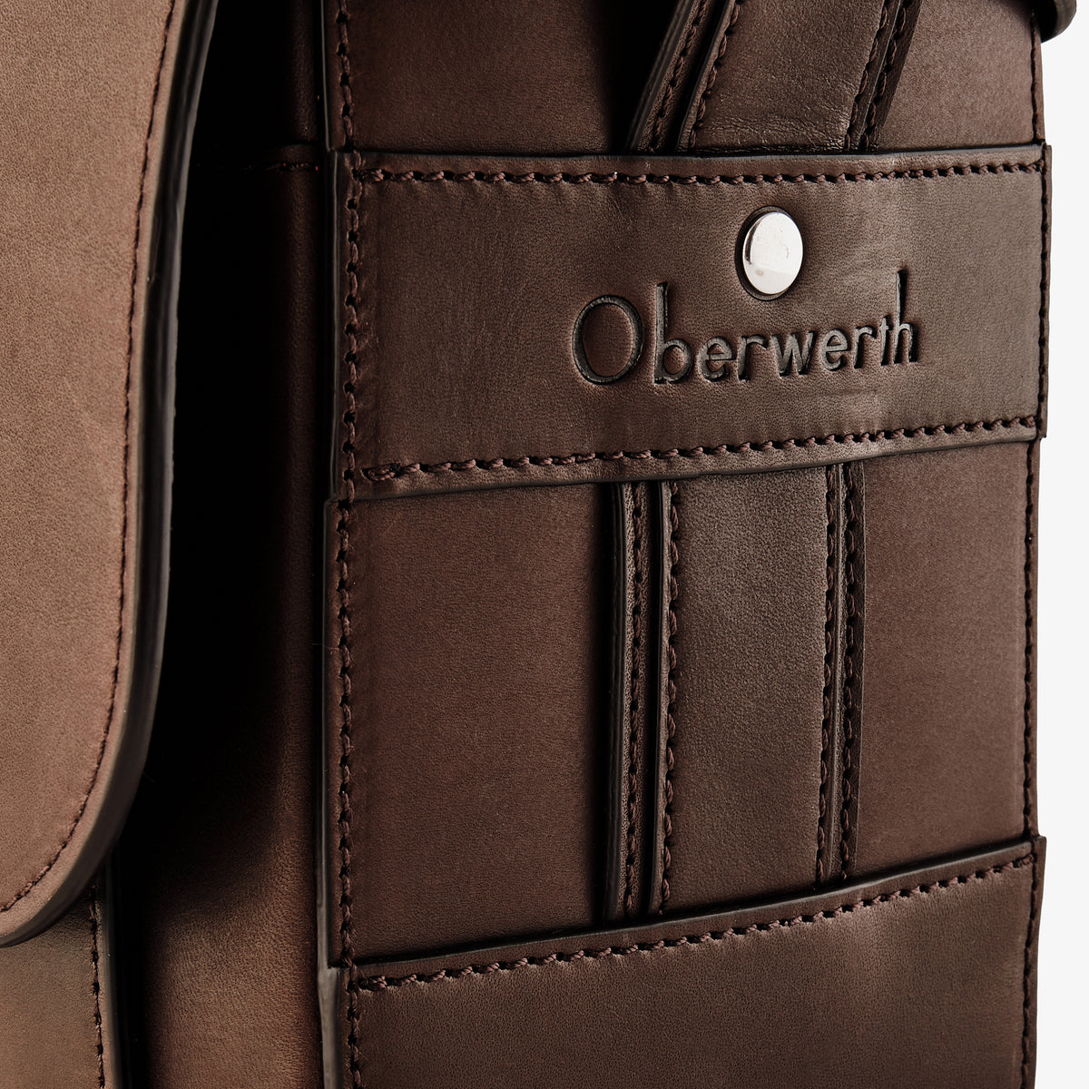 Bolsa para cámara Oberwerth Signature Line (mediana), marrón oscuro con forro rojo