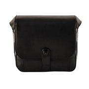 Black leather bag on a white background