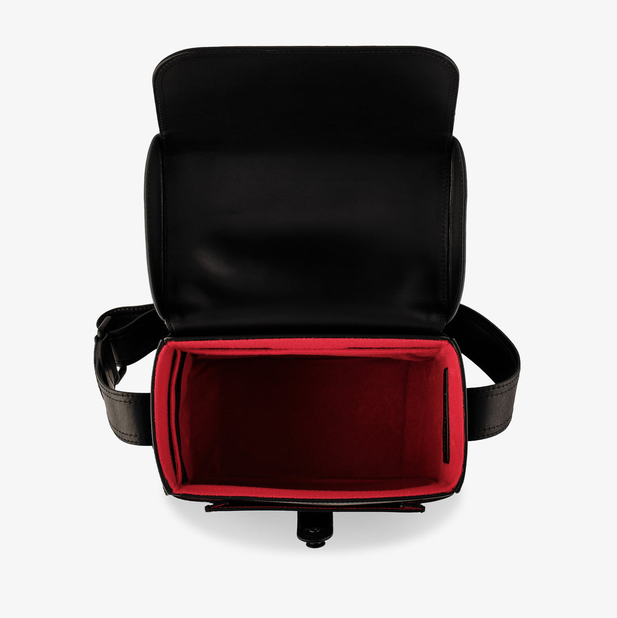 Bolso para cámara Oberwerth Signature Line (mediano), negro con forro rojo