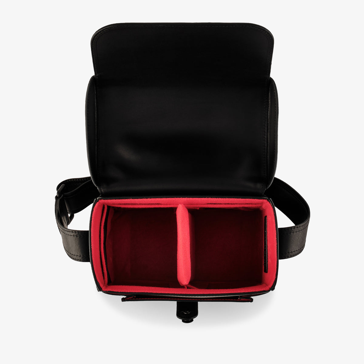Bolso para cámara Oberwerth Signature Line (mediano), negro con forro rojo