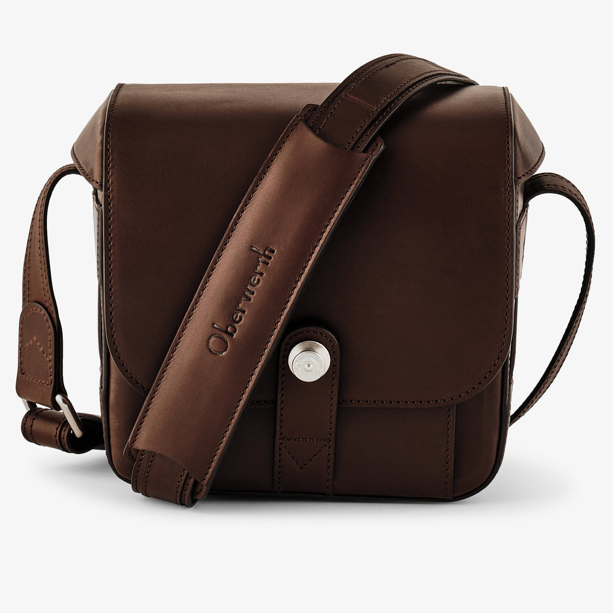 Bolso para cámara Oberwerth Signature Line (pequeño), marrón oscuro con forro rojo