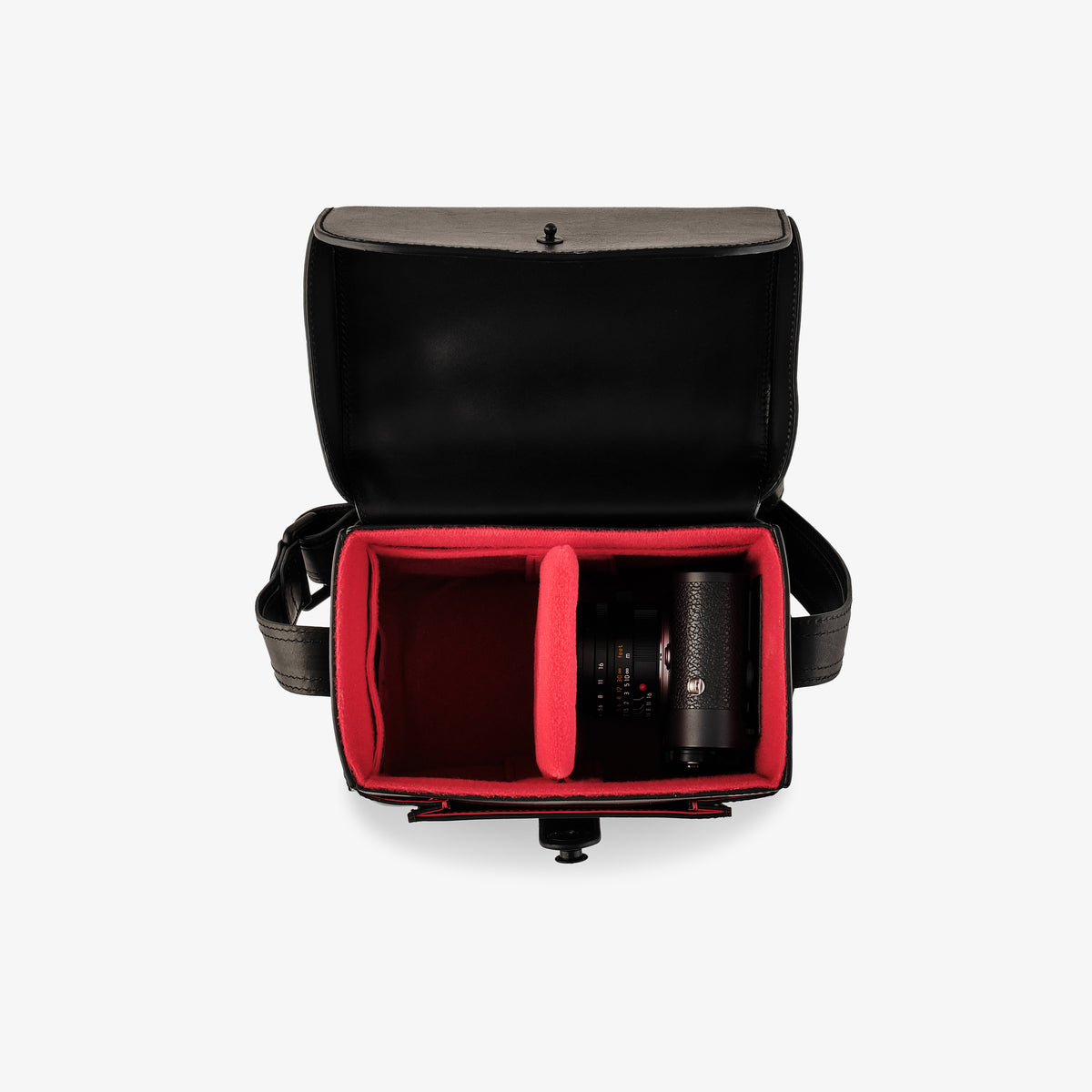 Bolso para cámara Oberwerth Signature Line (pequeño), negro con forro rojo