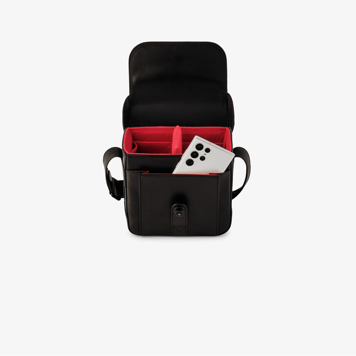 Bolso para cámara Oberwerth Signature Line (pequeño), negro con forro rojo