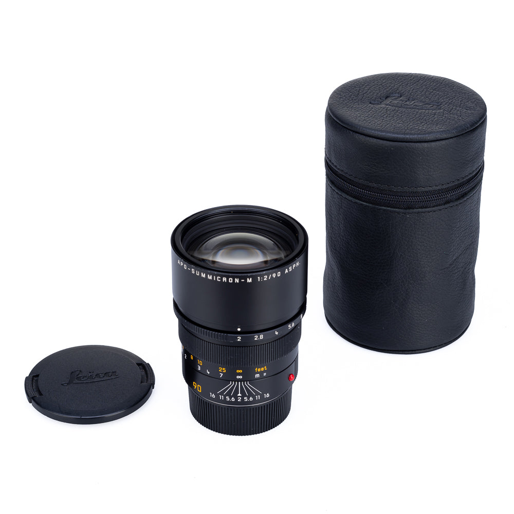 Leica APO-Summicron-M 90 mm f/2 ASPH usada, negra, codificación de 6 bits y revisión CLA reciente de Leica