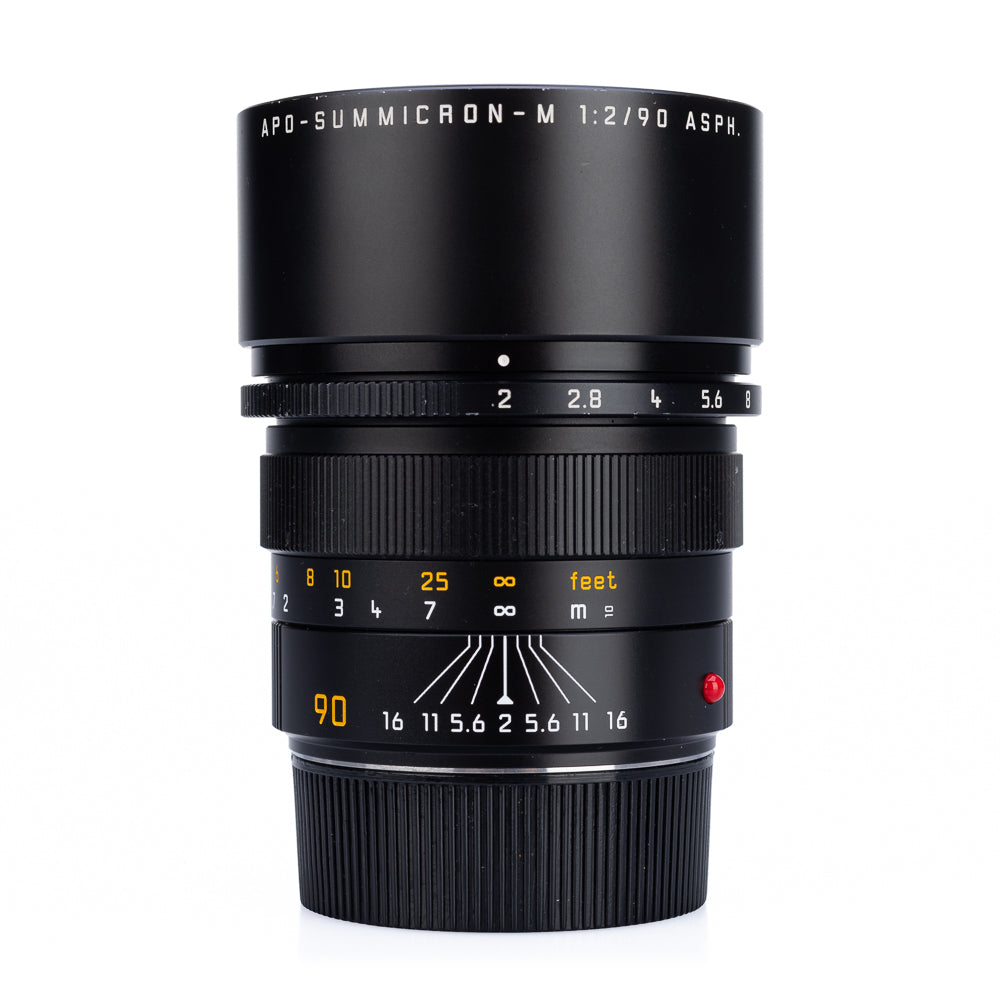 Leica APO-Summicron-M 90 mm f/2 ASPH usada, negra, codificación de 6 bits y revisión CLA reciente de Leica