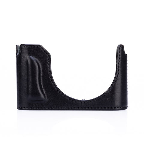 Used Arte di Mano Leica Q3 Half Case (Type 1-SD, Screw Secured) - Rally Black with Black Stitching
