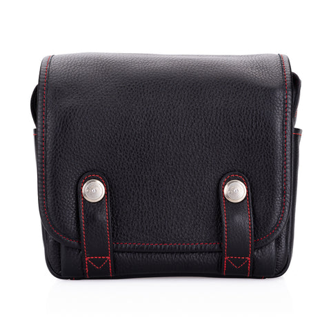 Used Oberwerth M11 Leather Camera Bag, Black with Red Stitching