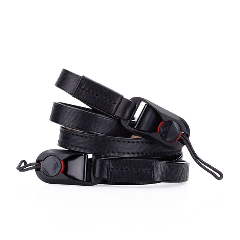 Arte di Mano Comodo Neck Strap with Peak Design Anchors, 95cm - Rally Black with Black Stitching