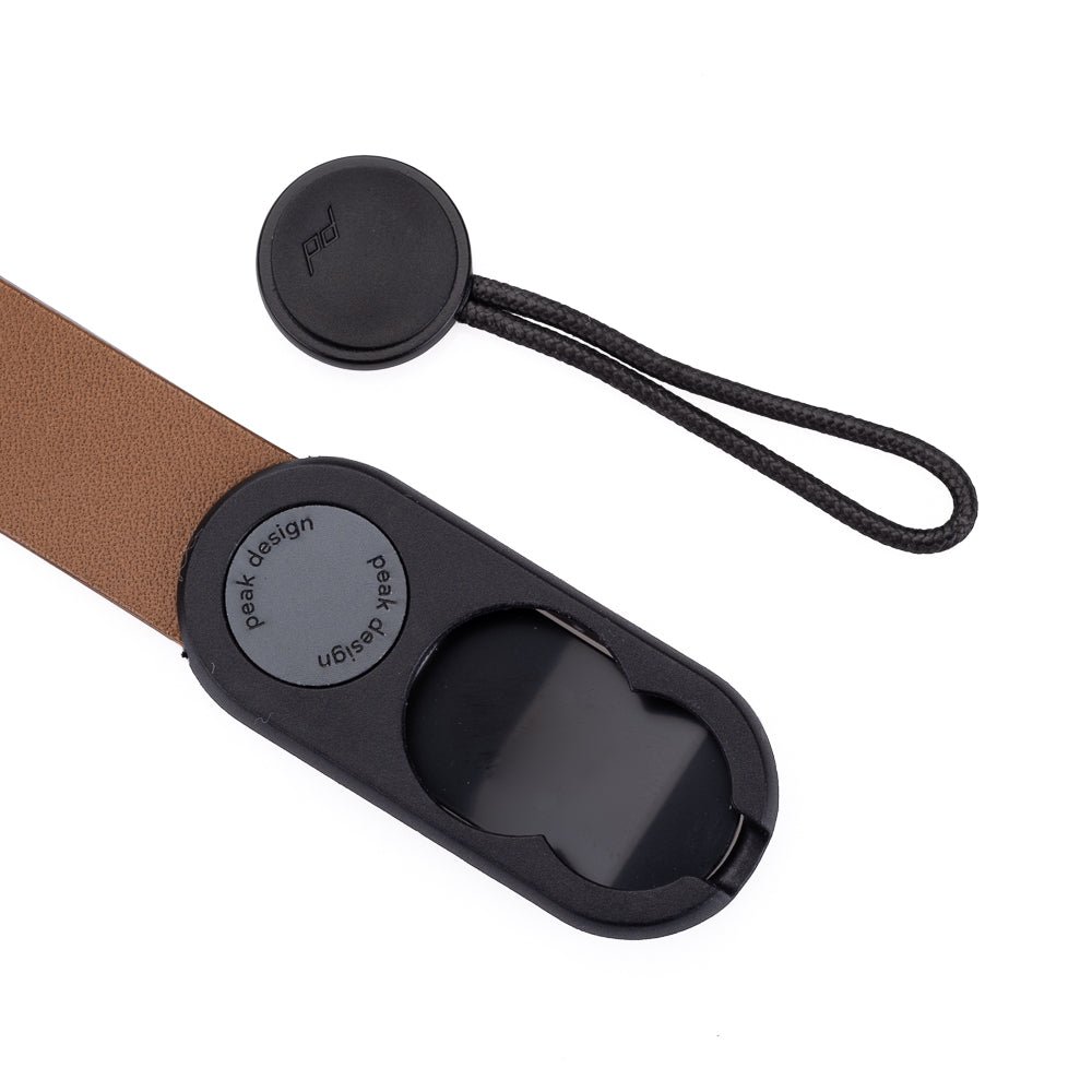 Peak Design Cuff - Correa de muñeca de cuero para cámara con conexión rápida, color canela