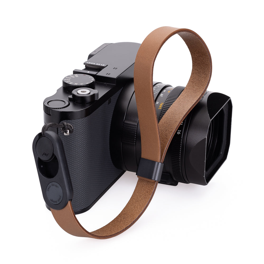 Peak Design Cuff - Correa de muñeca de cuero para cámara con conexión rápida, color canela