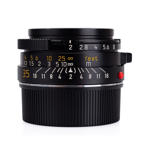 Used Leica Summicron-M 35mm f/2 V4 'Bokeh King', black (Germany, 1990) with UVa Filter - 6-Bit - Recent Leica CLA