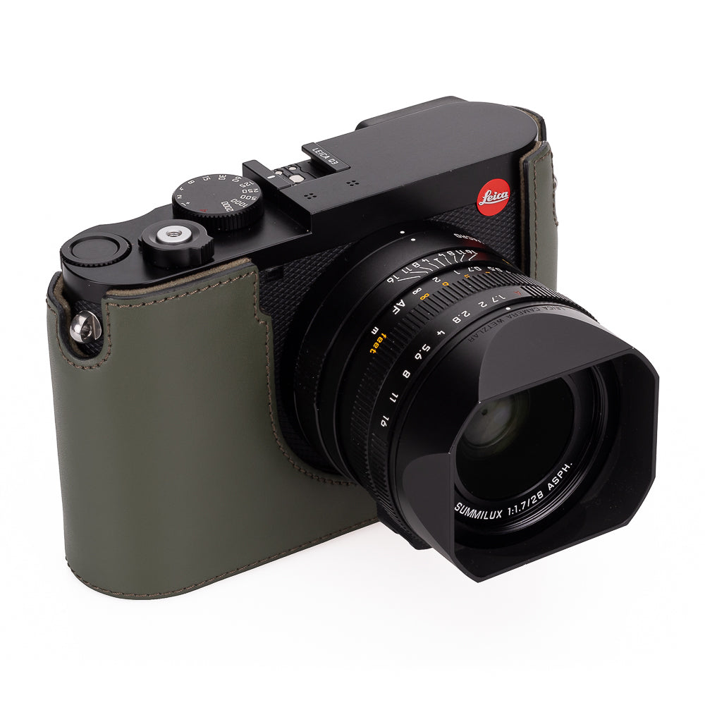 Funda para Leica Q3, cuero, verde oliva