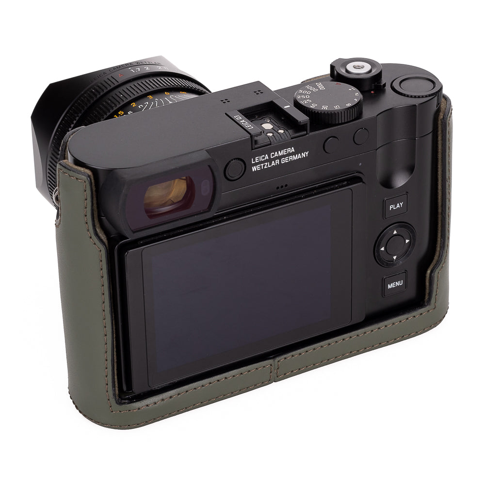 Funda para Leica Q3, cuero, verde oliva