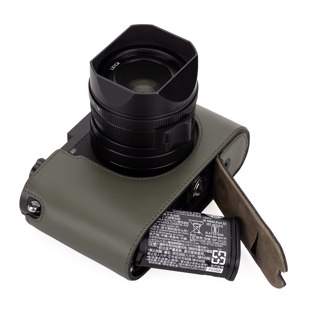 Funda para Leica Q3, cuero, verde oliva