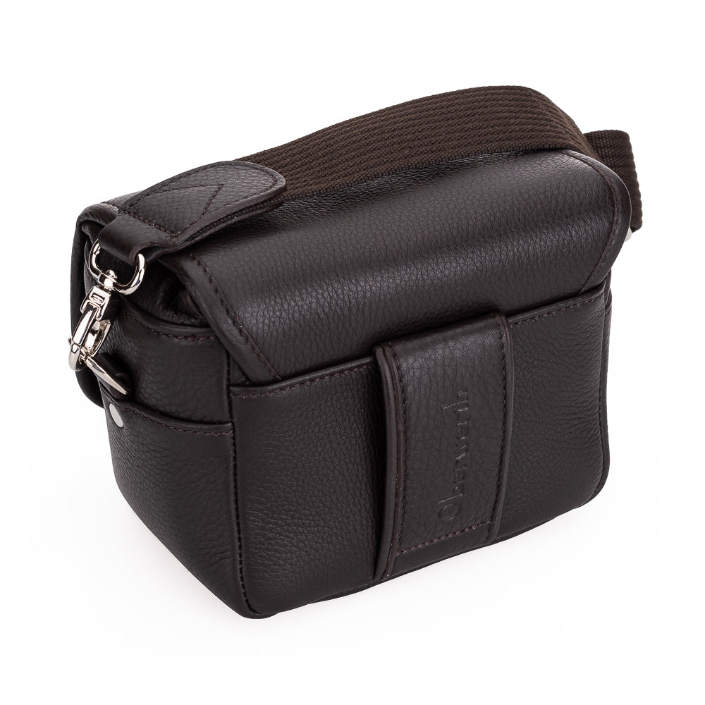 Bolso de cuero para cámara Oberwerth Charlie 2 extrapequeño con inserto, marrón oscuro