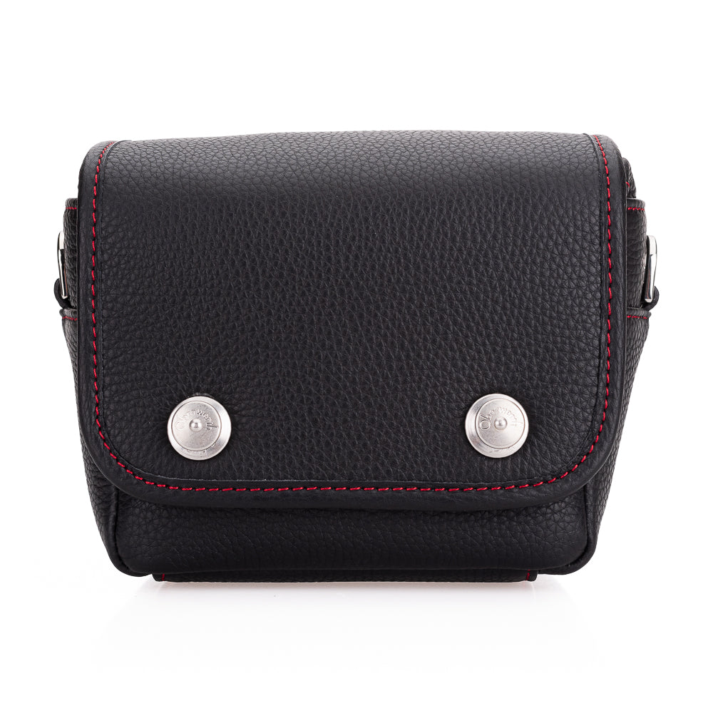 Bolso de cuero Oberwerth Charlie 2 extra pequeño para cámara con inserto, negro con costuras rojas