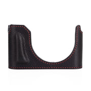 Arte di Mano Leica Q3 Half Case (Type 1-SD, Screw Secured) - Rally Black with Red Stitching