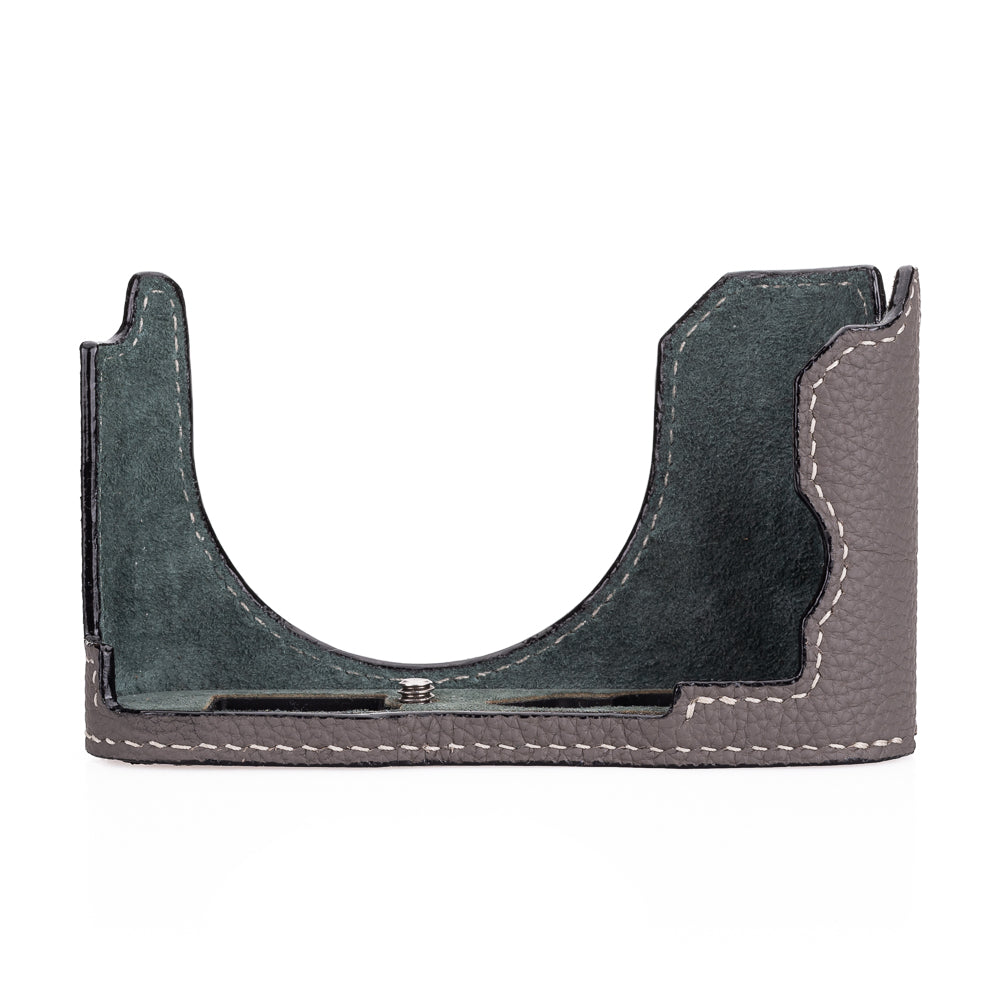 Media funda Arte di Mano para Leica Q3 (Tipo 1-SD, fijación mediante tornillos) - Gris piel de becerro Shrunken