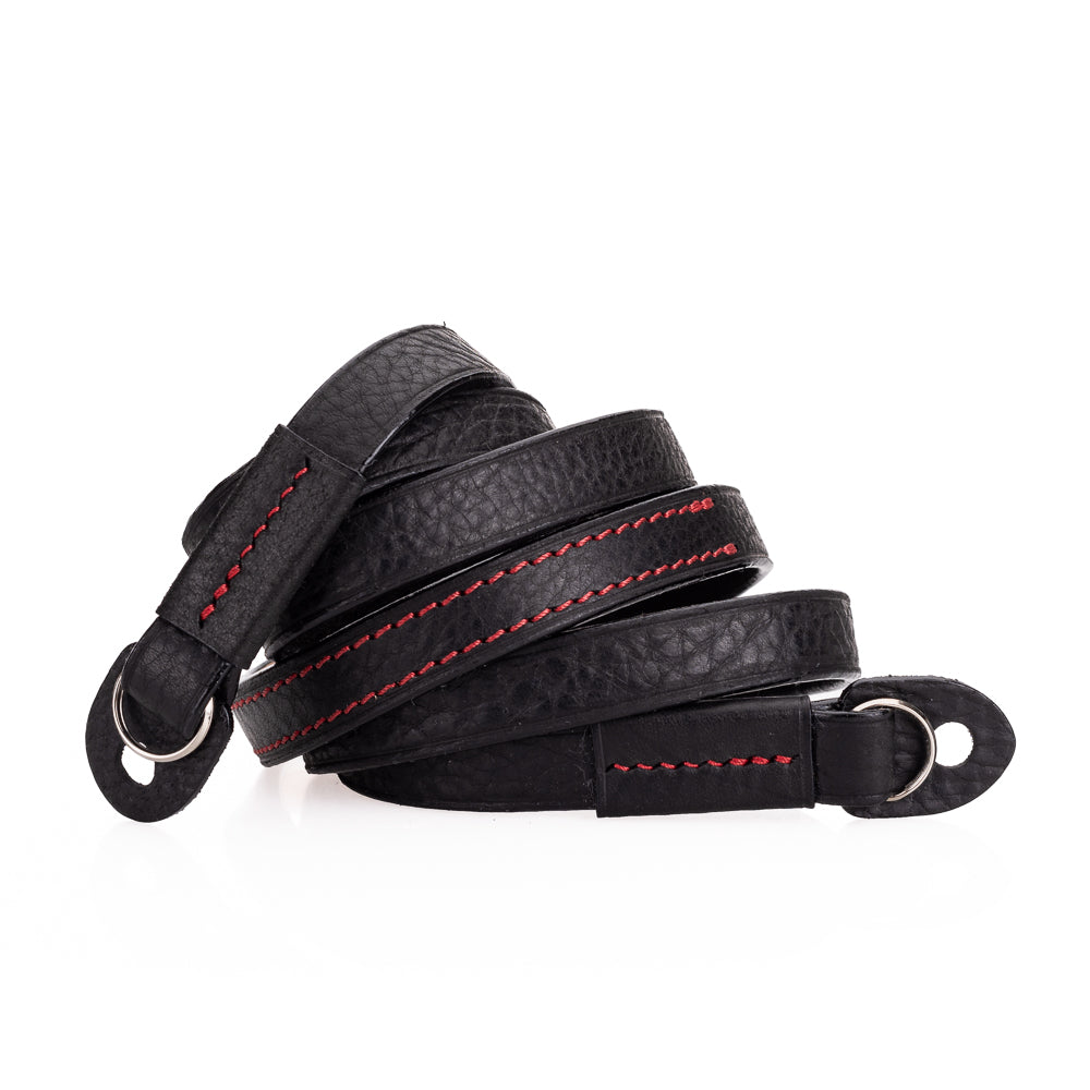Correa para el cuello cómoda Arte di Mano, XL, 120 cm - Minerva negra con costuras rojas