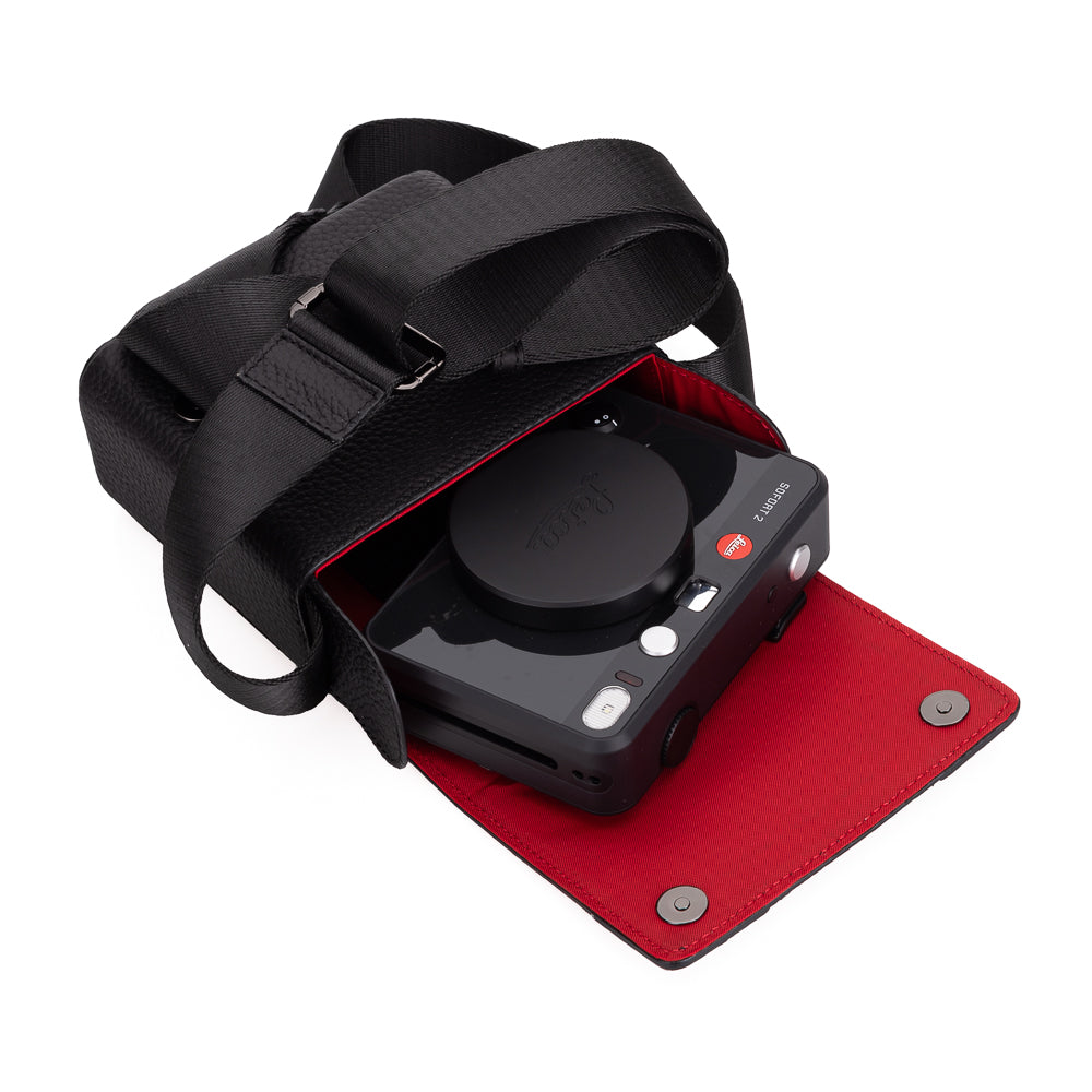 Bolso compacto Oberwerth para Leica Sofort 2 - Negro con forro rojo