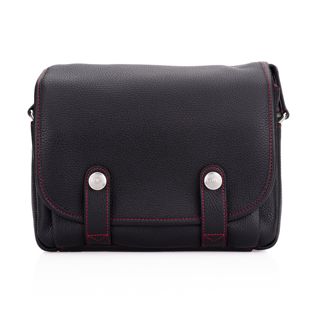 Bolso para cámara Oberwerth M, Edward, negro con costuras rojas