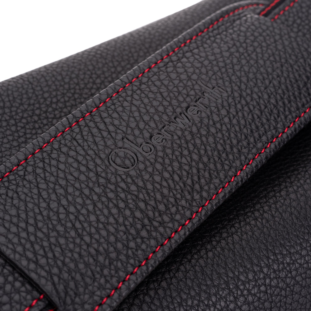 Bolso para cámara Oberwerth M, Edward, negro con costuras rojas