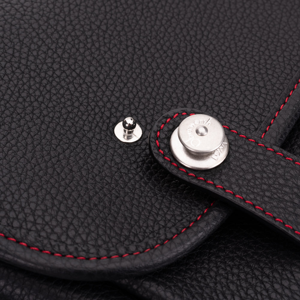 Bolso para cámara Oberwerth M, Edward, negro con costuras rojas