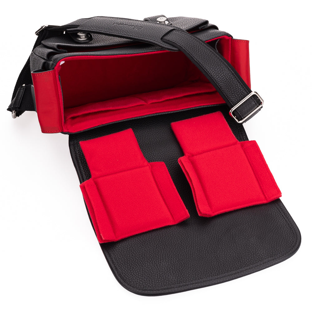 Bolso para cámara Oberwerth M, Edward, negro con forro rojo