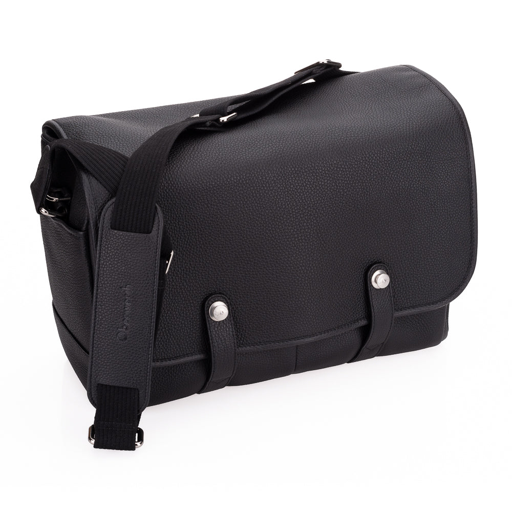 Oberwerth Richard 2, bolsa grande de cuero para cámara y negocios, negra con forro rojo