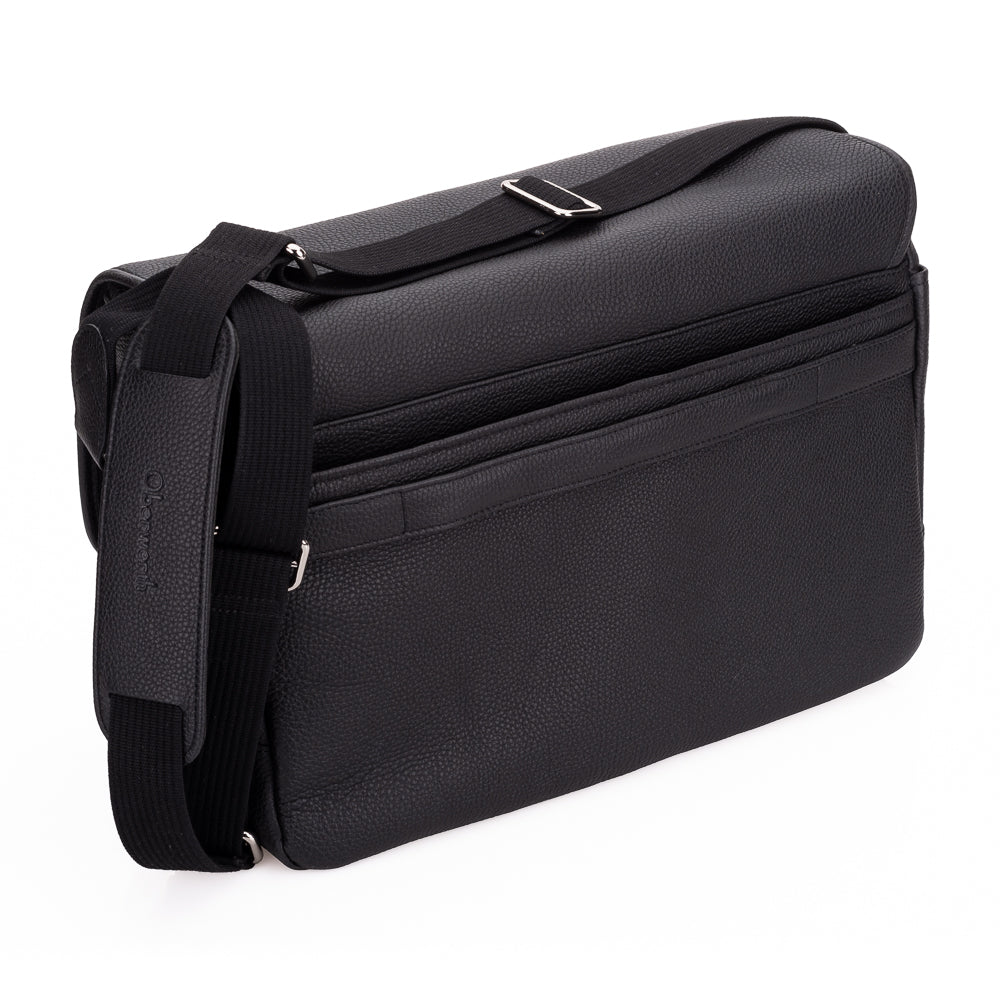 Oberwerth Richard 2, bolsa grande de cuero para cámara y negocios, negra con forro rojo